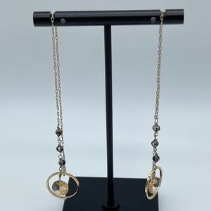 Gold Tone Crystal Drop Threaded Earrings